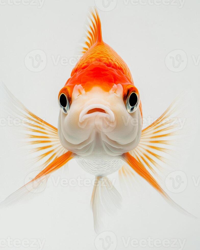 A close up of a goldfish with its mouth open photo