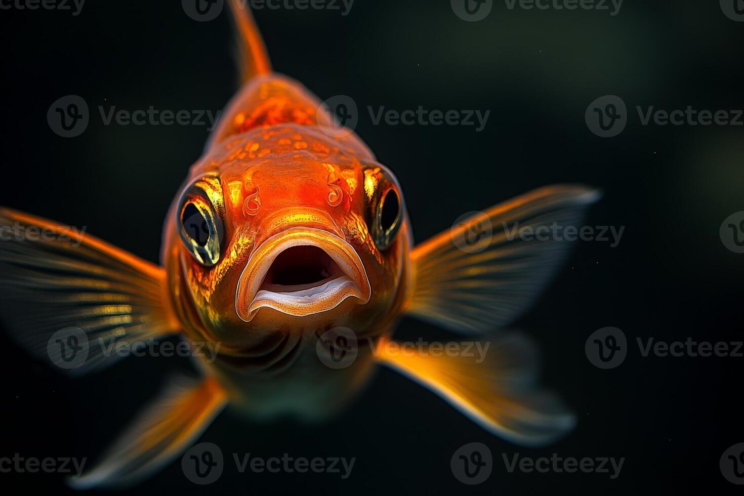 A close up of a fish with its mouth open photo