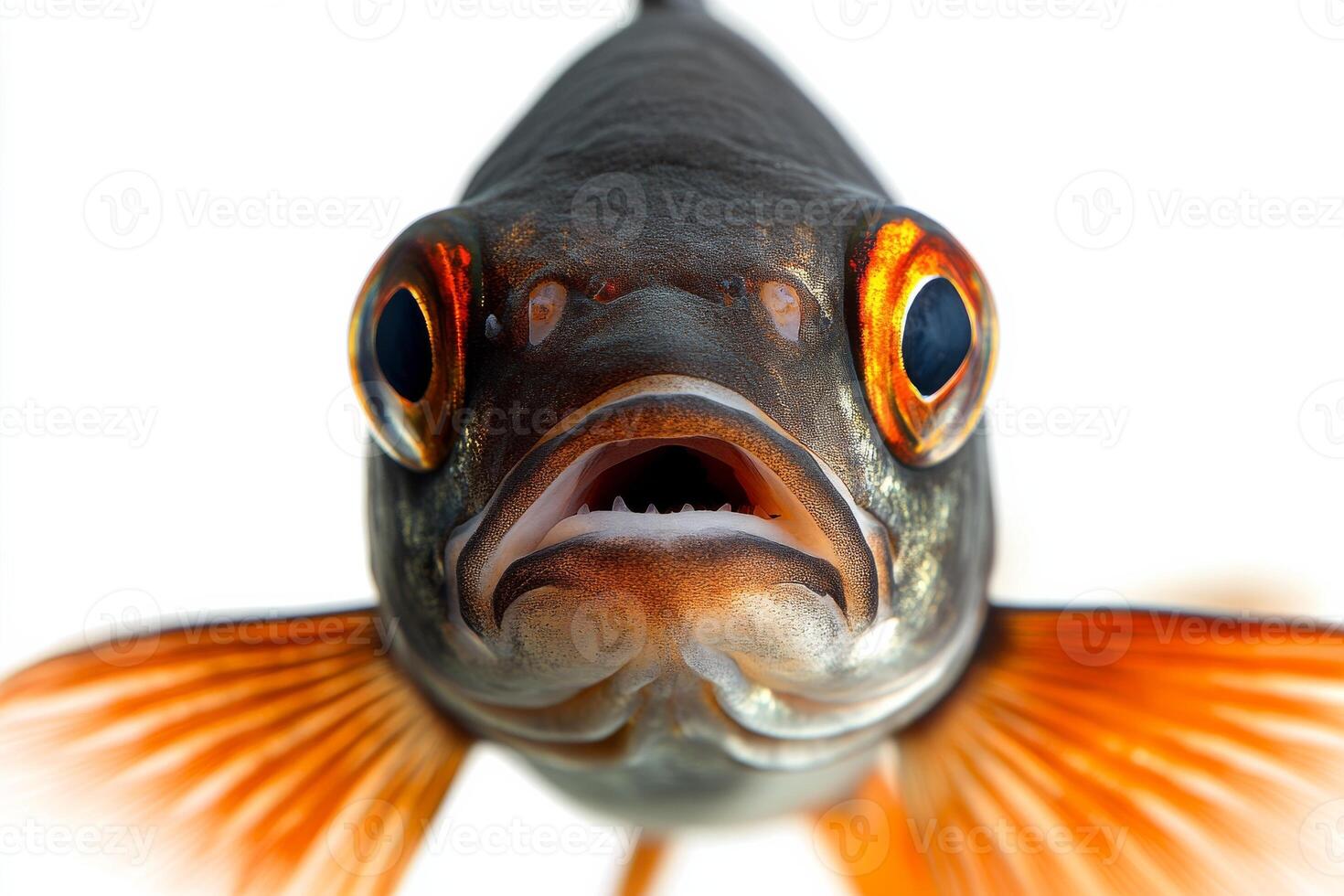 An orange fish with a big mouth photo