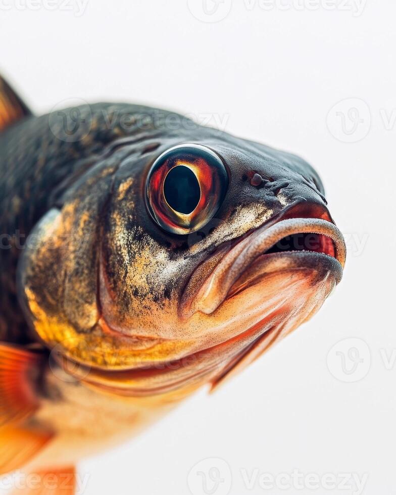 A close up of a fish with its mouth open photo