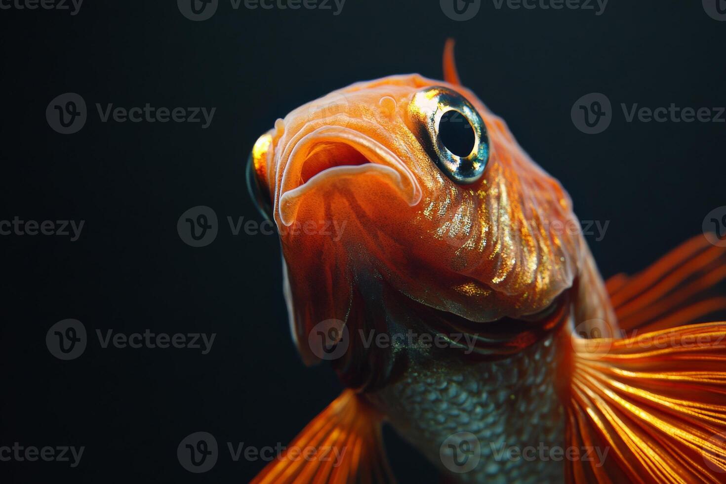 A close up of a red fish with its mouth open photo