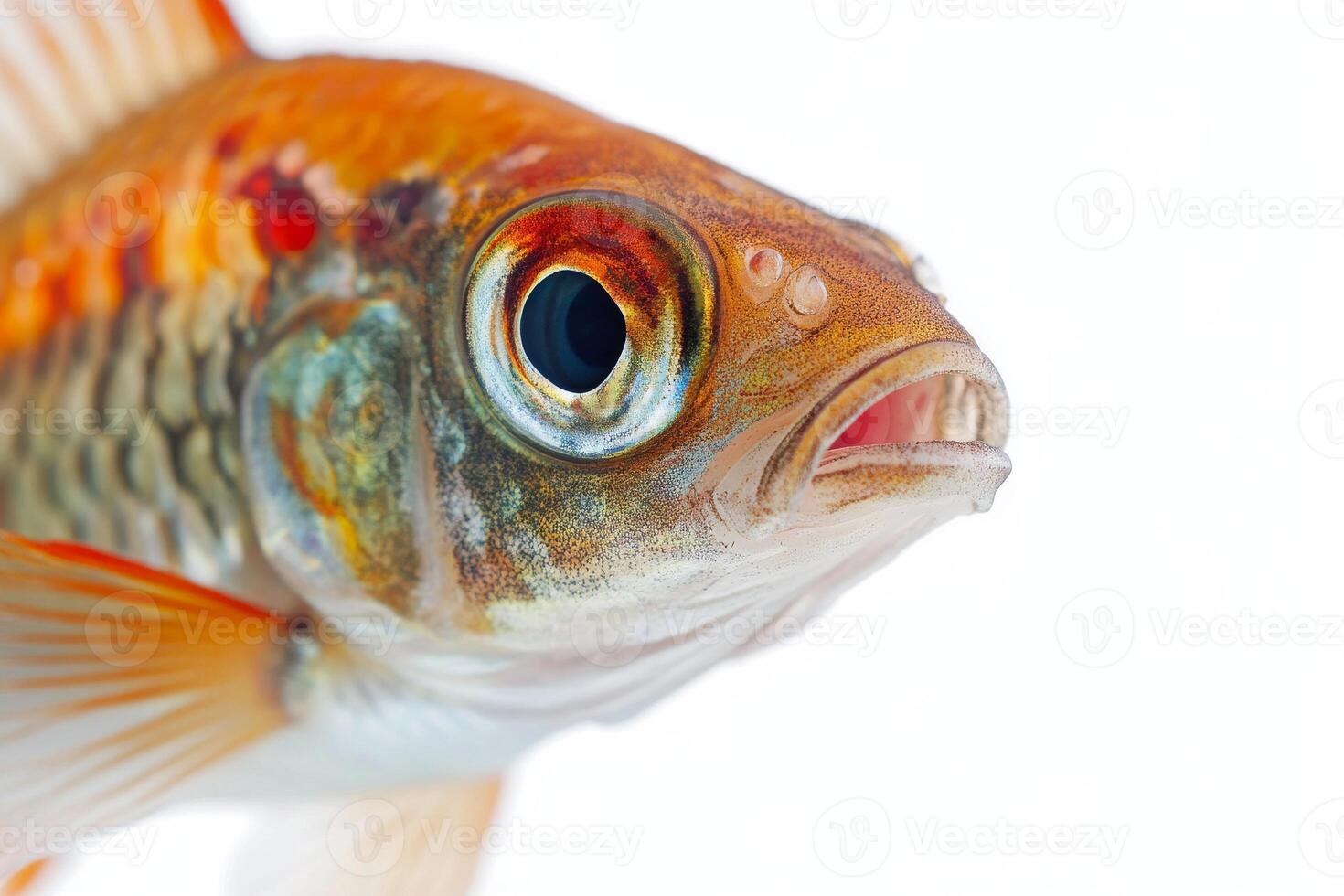 A close up of a fish with its mouth open photo