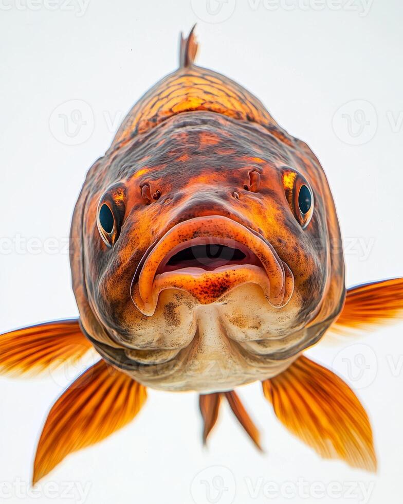 A close up of a fish with its mouth open photo