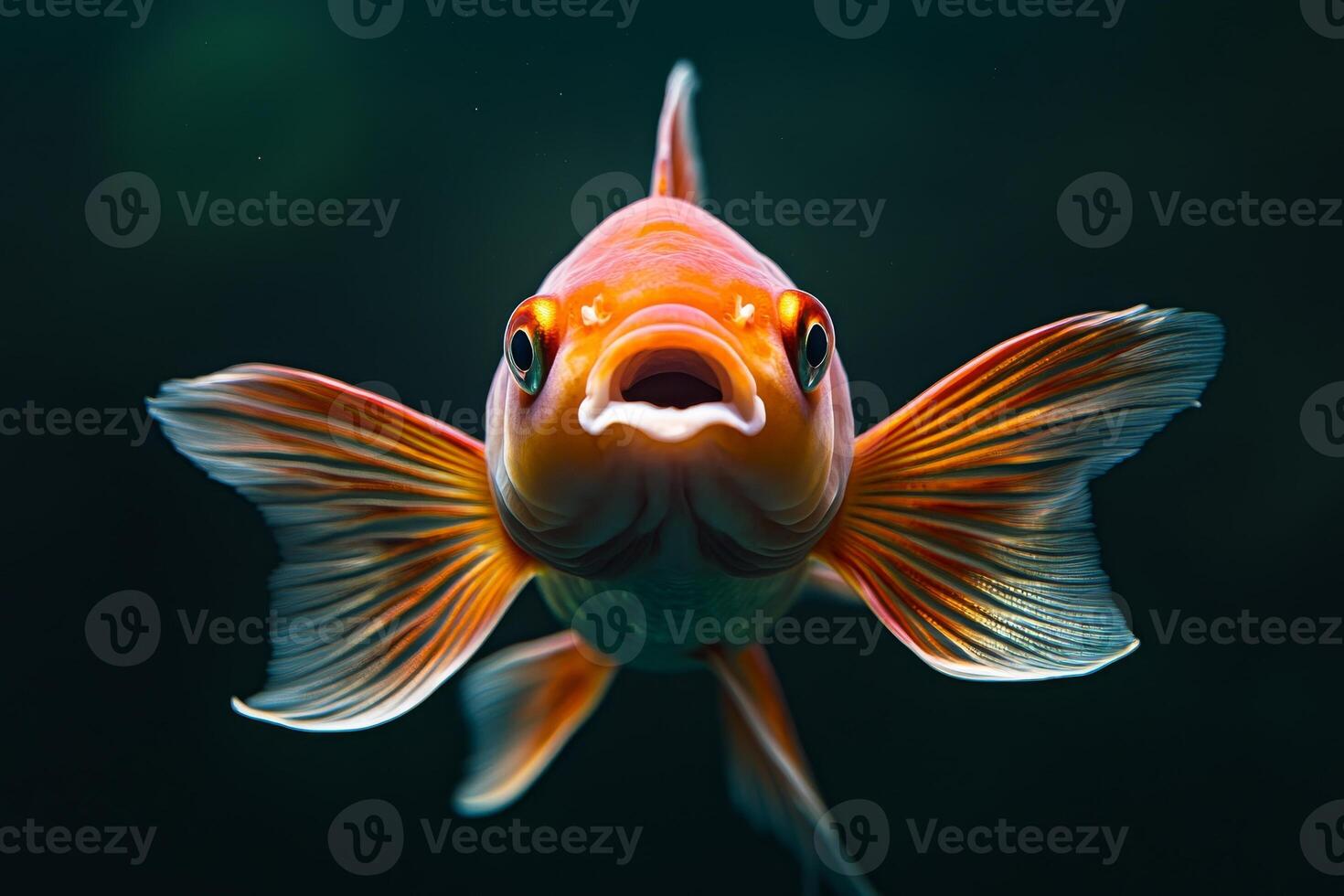A close up of a fish with its mouth open photo