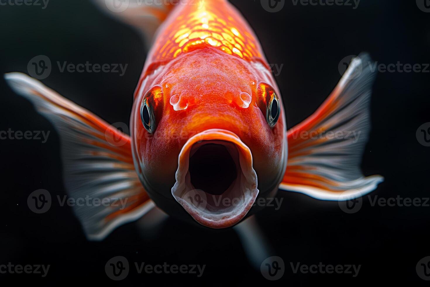 A close up of a fish with its mouth open photo