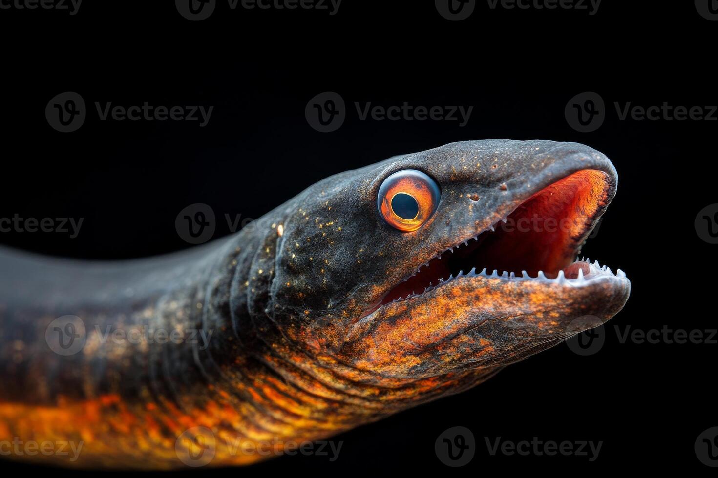A close up of a snake with its mouth open photo
