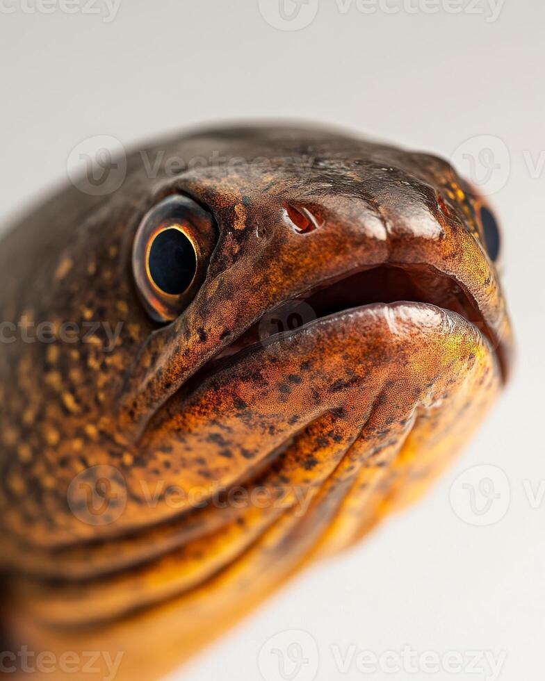 A close up of a fish with a big head photo