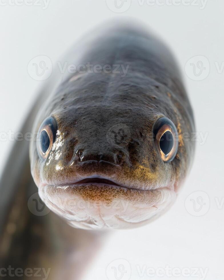 A close up of a fish's head photo