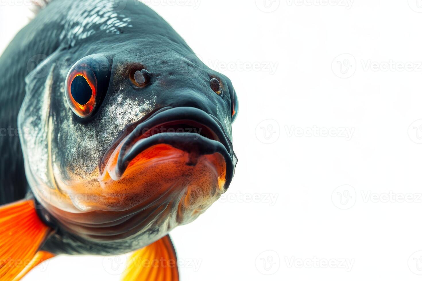 A close up of a fish with an angry face photo