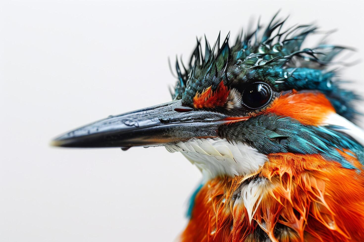 A wet bird with a long beak and a long neck photo