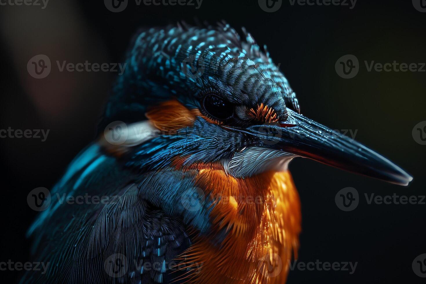 A close up of a bird with blue and orange feathers photo