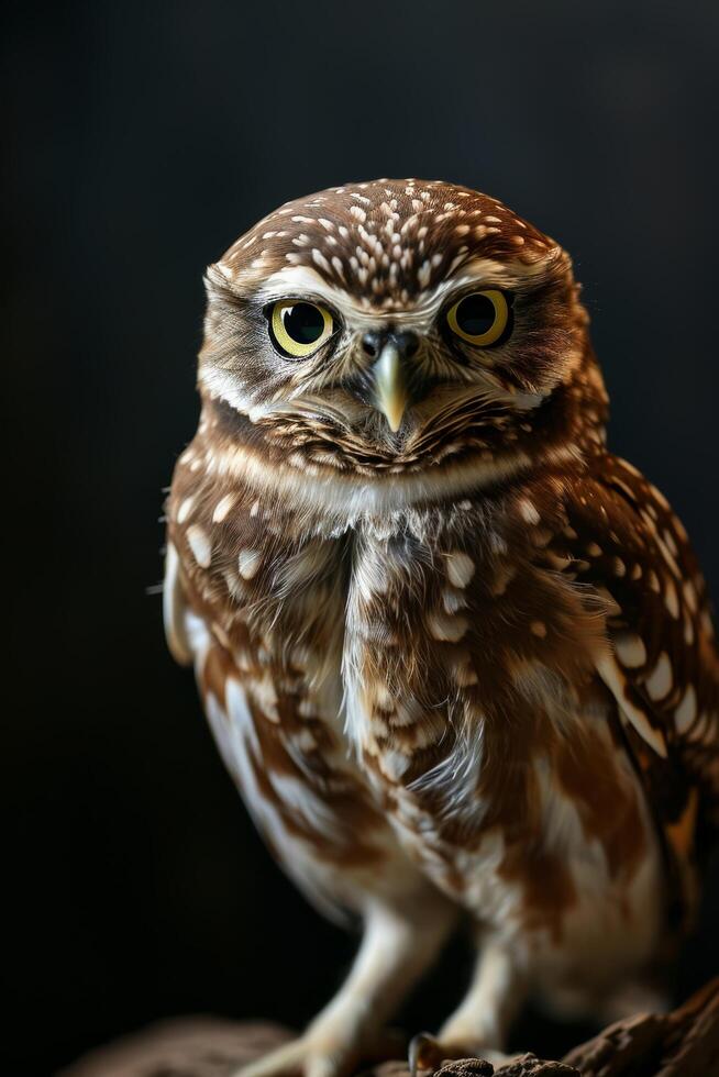 A small owl is sitting on a branch photo