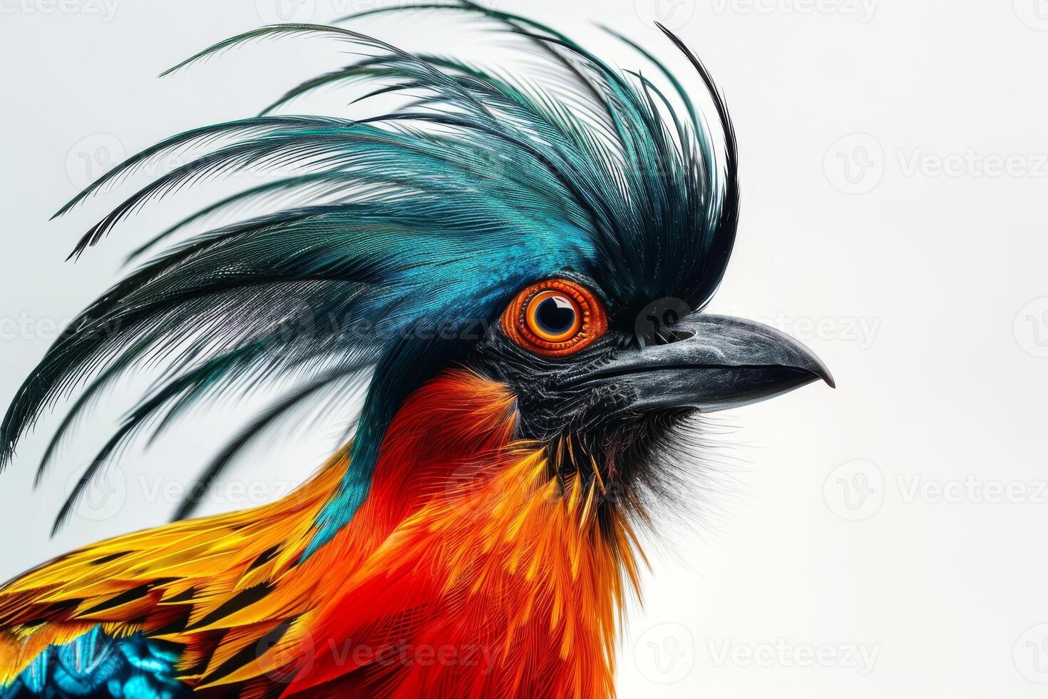 A colorful bird with a long mohawk photo