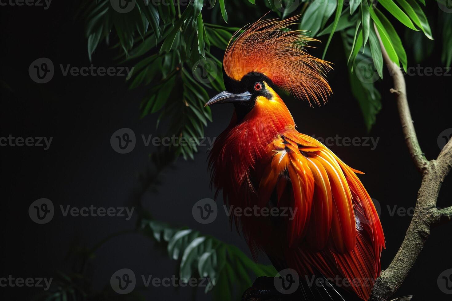 A colorful bird with a long tail sitting on a branch photo