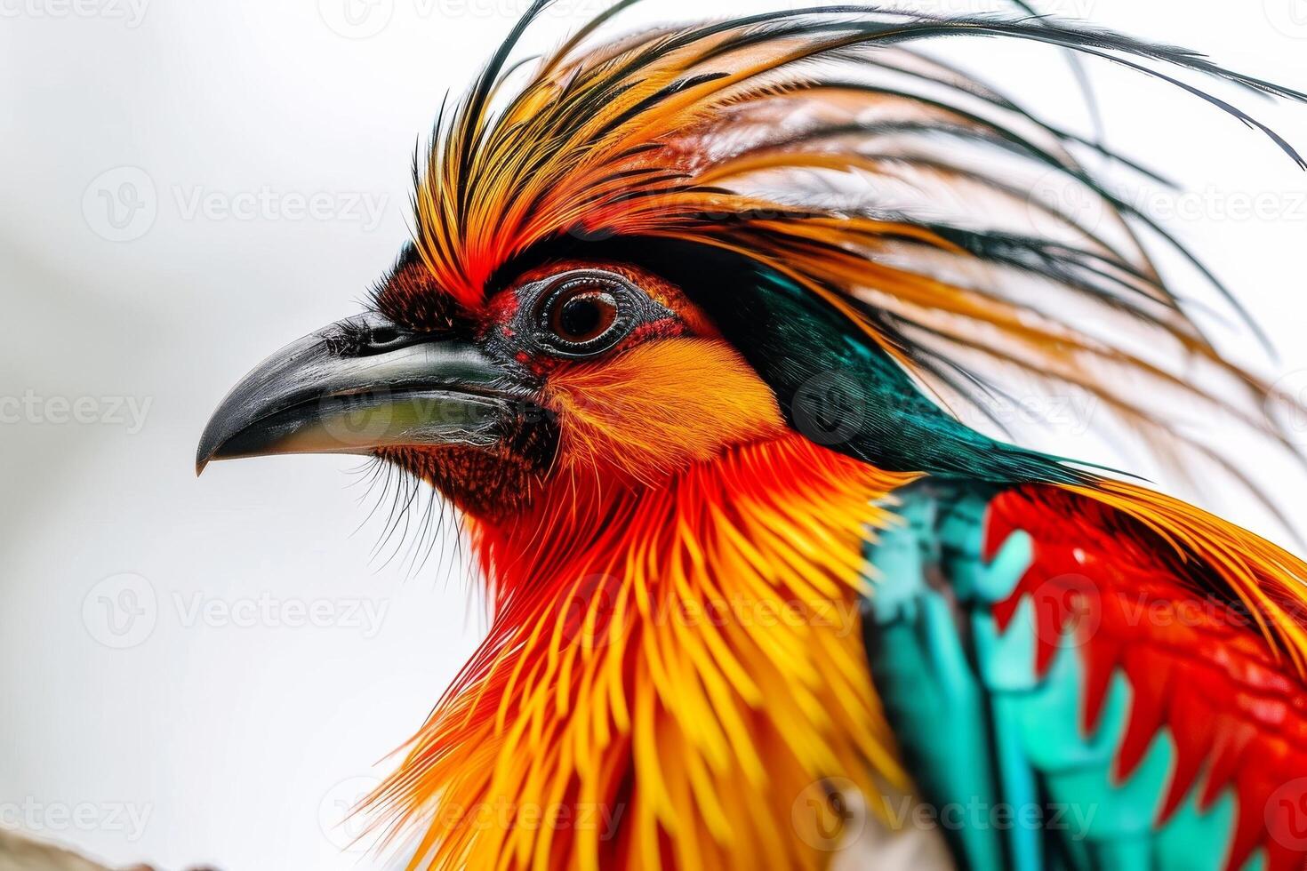 A colorful bird with a long mohawk photo