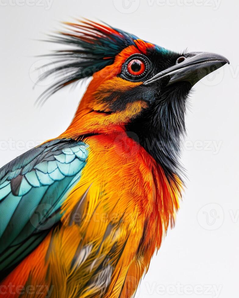 A colorful bird with a long tail photo