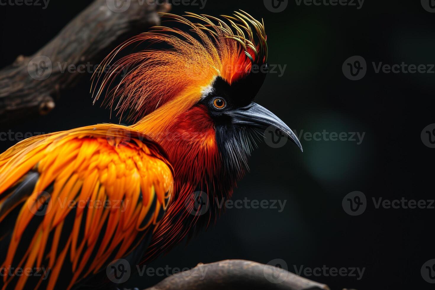 A bird with bright orange and black feathers photo