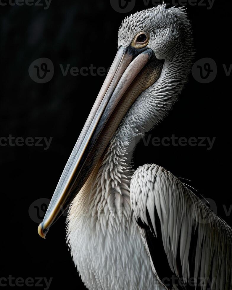 A pelican with a long beak and long neck photo