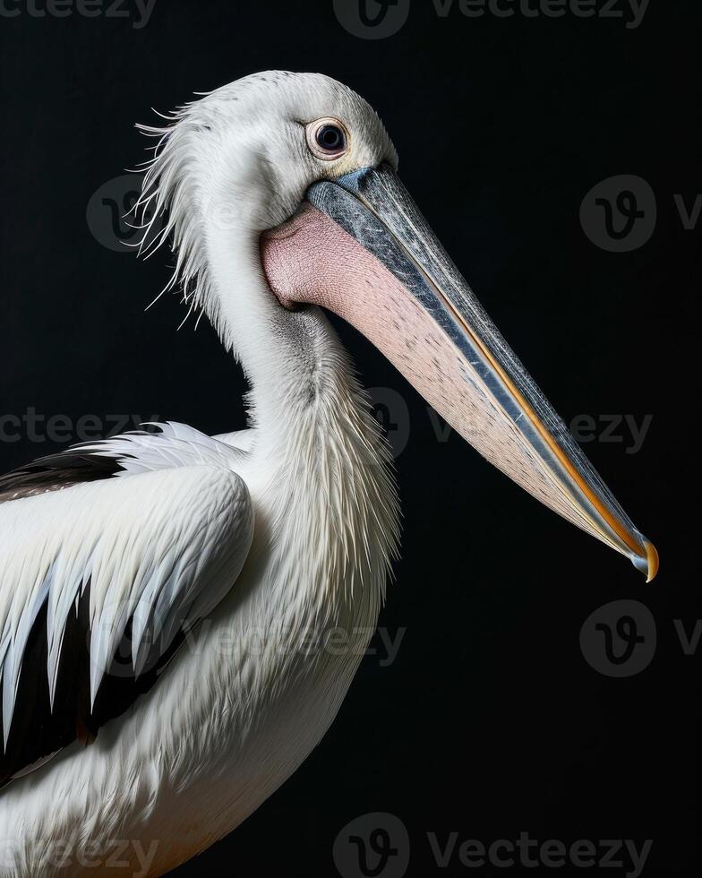 A pelican with a long beak and long neck photo