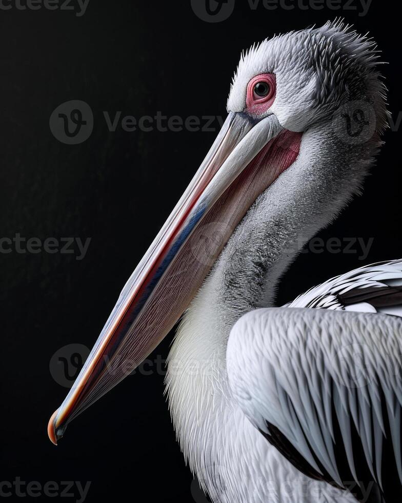 A pelican with a long beak and long neck photo