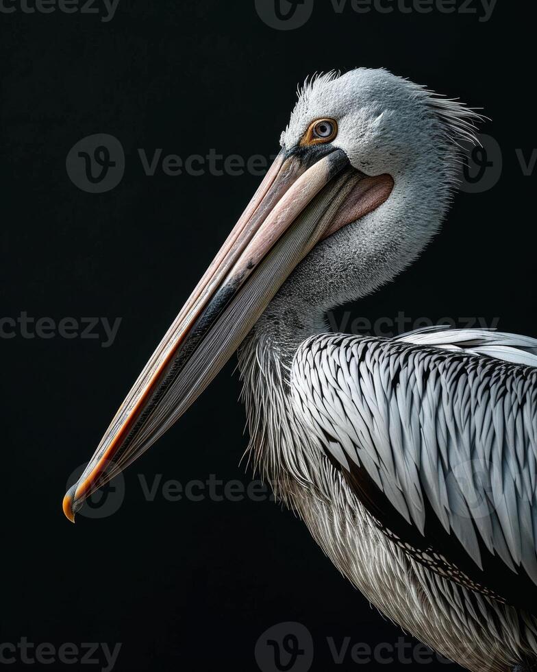 A pelican with a long beak and long neck photo