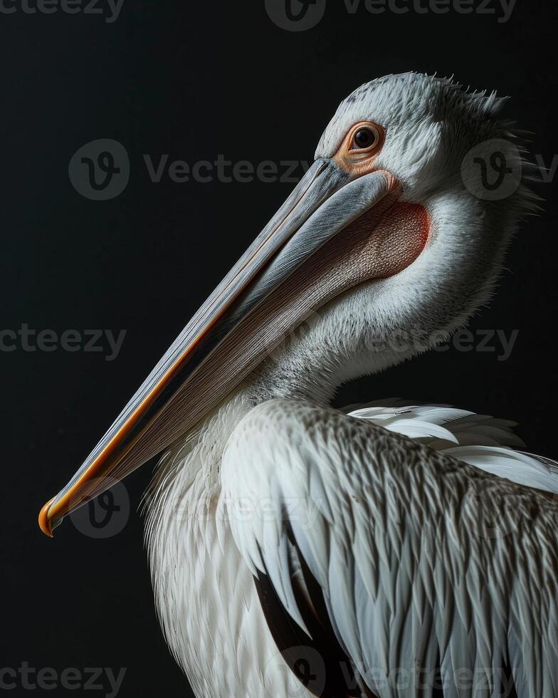 A pelican with a long beak and long neck photo