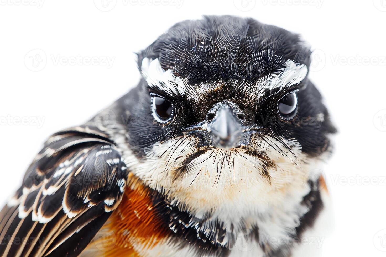 A bird with a black and white head photo