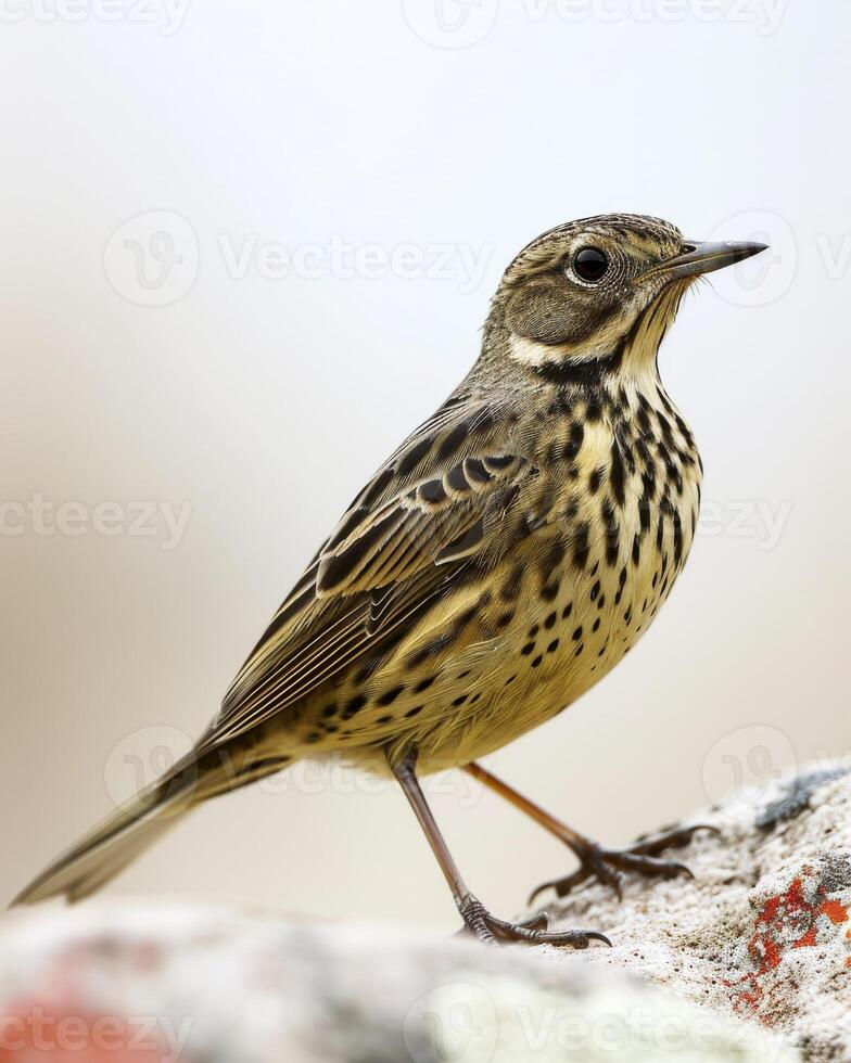 A small bird is standing on a rock photo