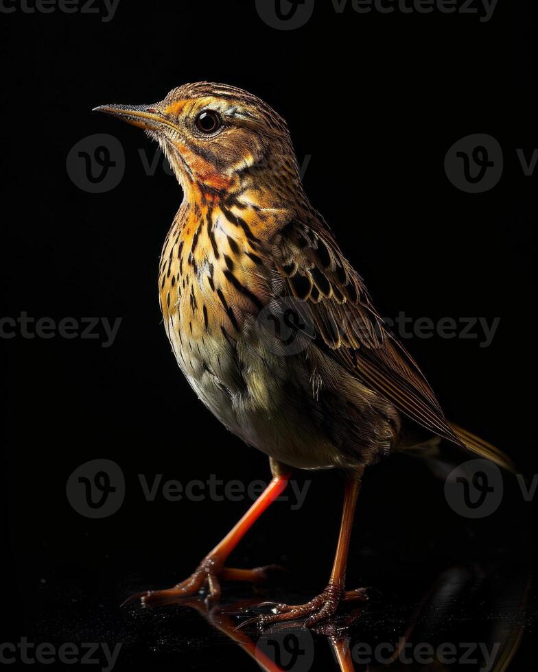 A bird standing on a reflective surface photo