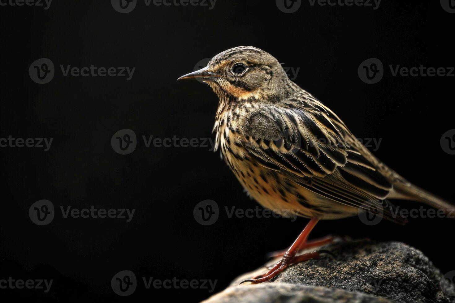 A small bird is standing on a rock photo
