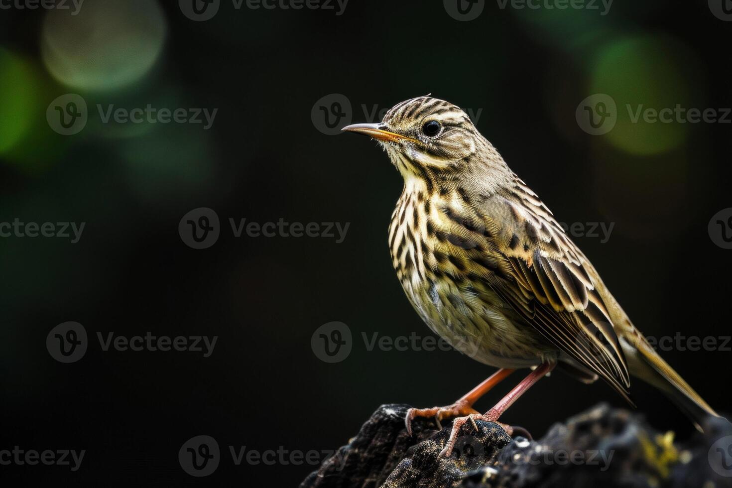 A small bird is standing on a rock photo