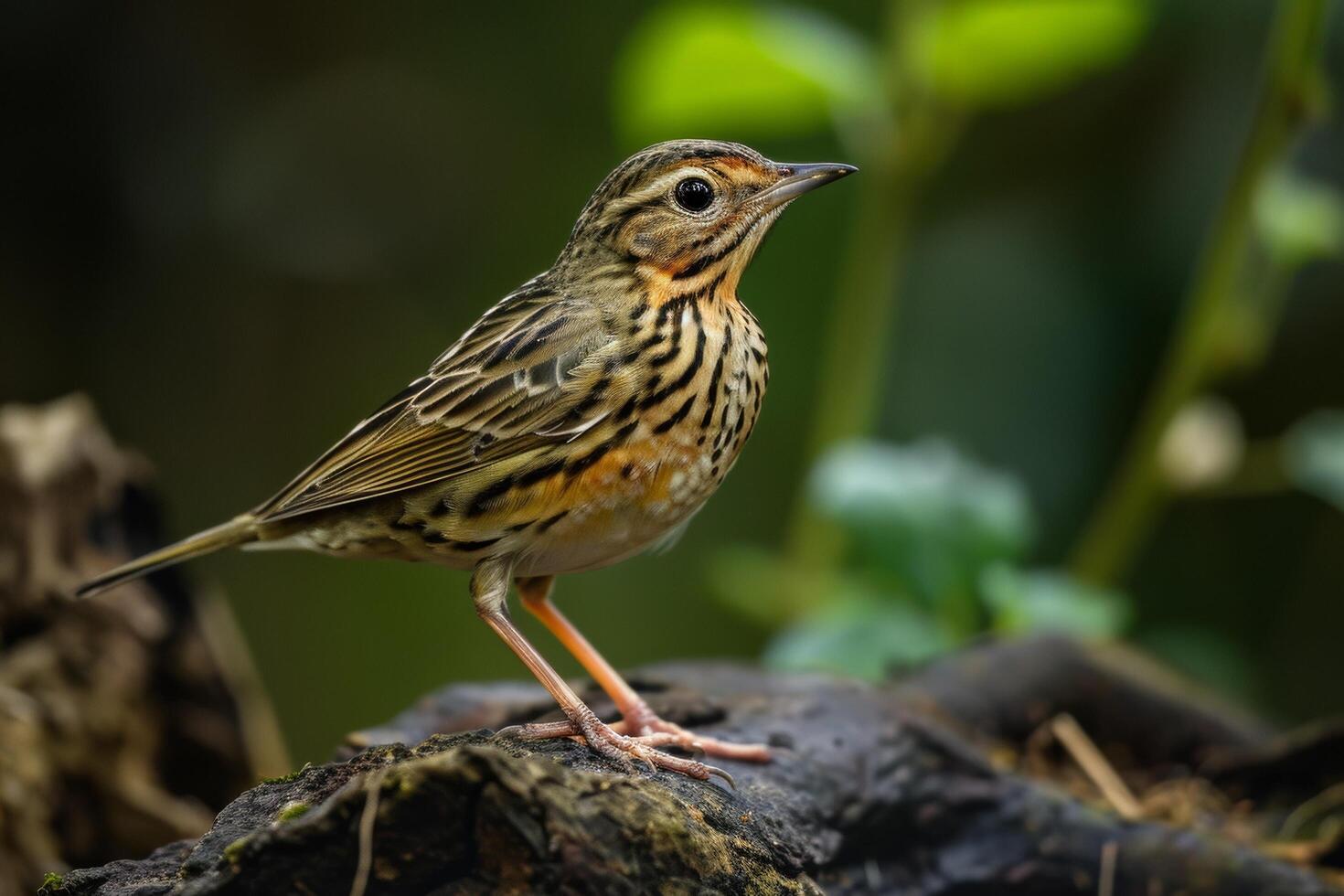 A small bird is standing on a log photo