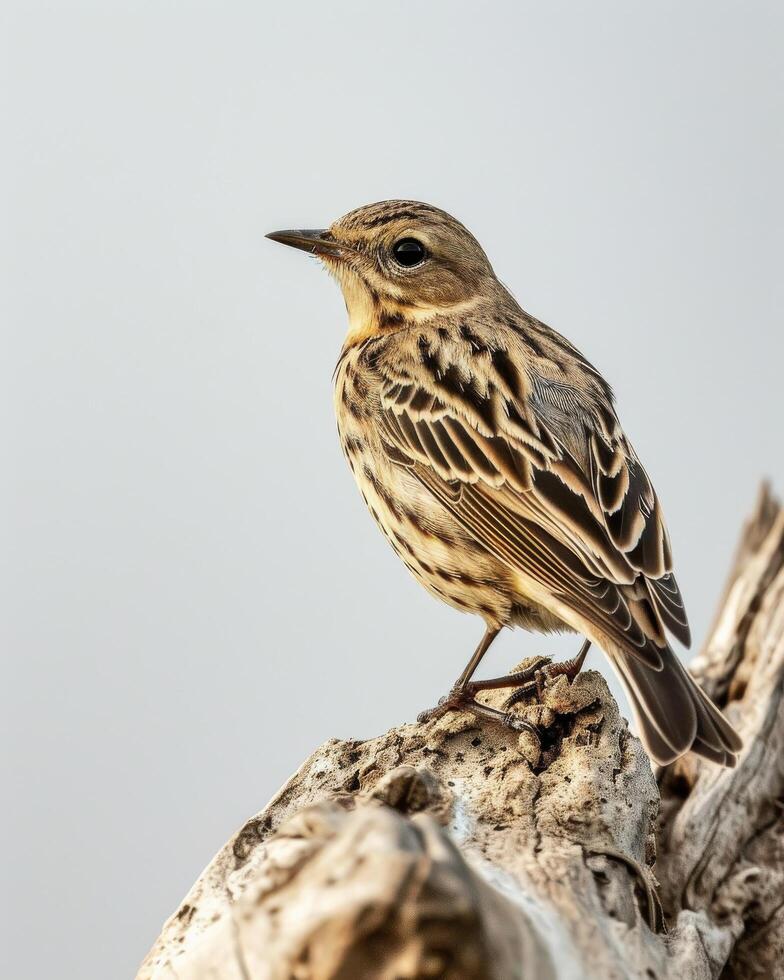 A small bird is sitting on a tree branch photo