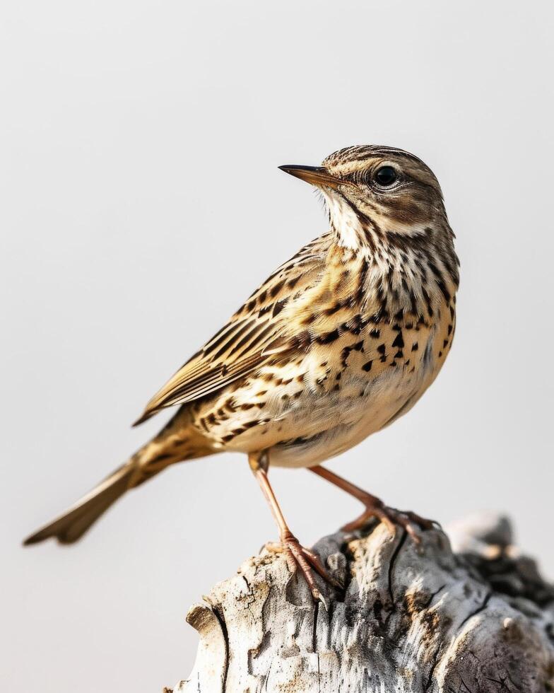 A small bird is sitting on a tree branch photo
