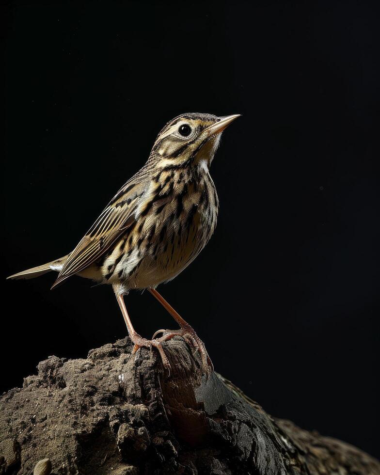 A small bird is standing on a rock photo