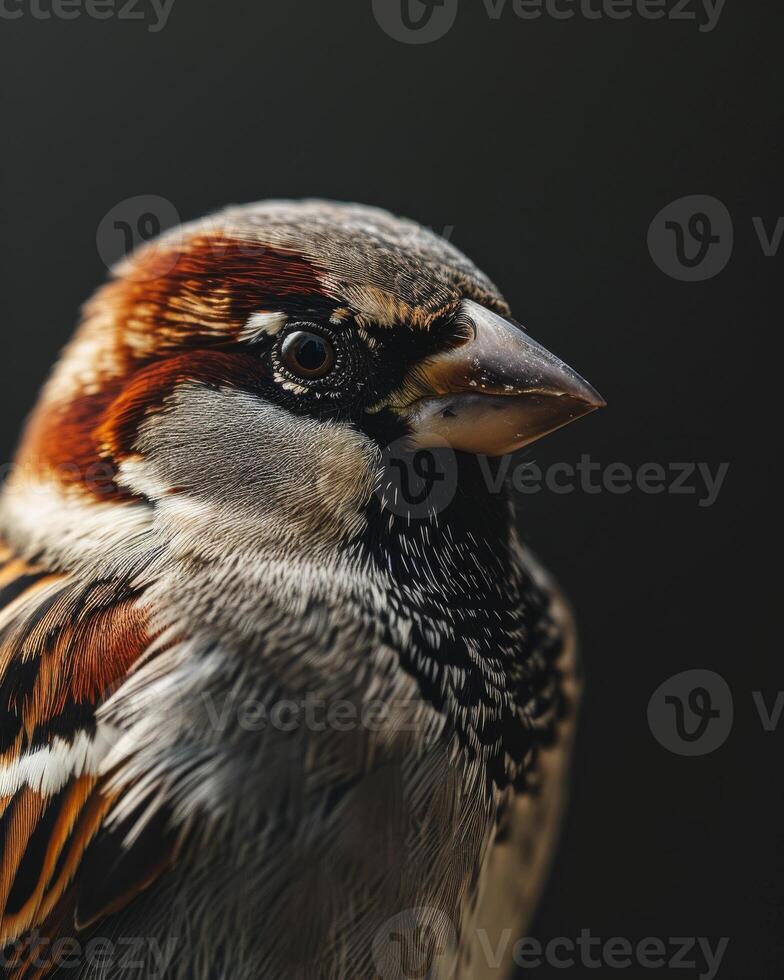 A close up of a bird with a black background photo