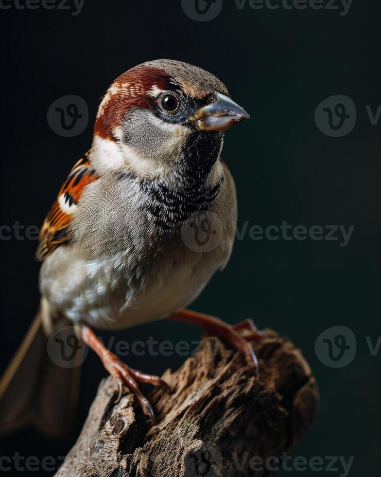 A small bird is perched on a branch photo