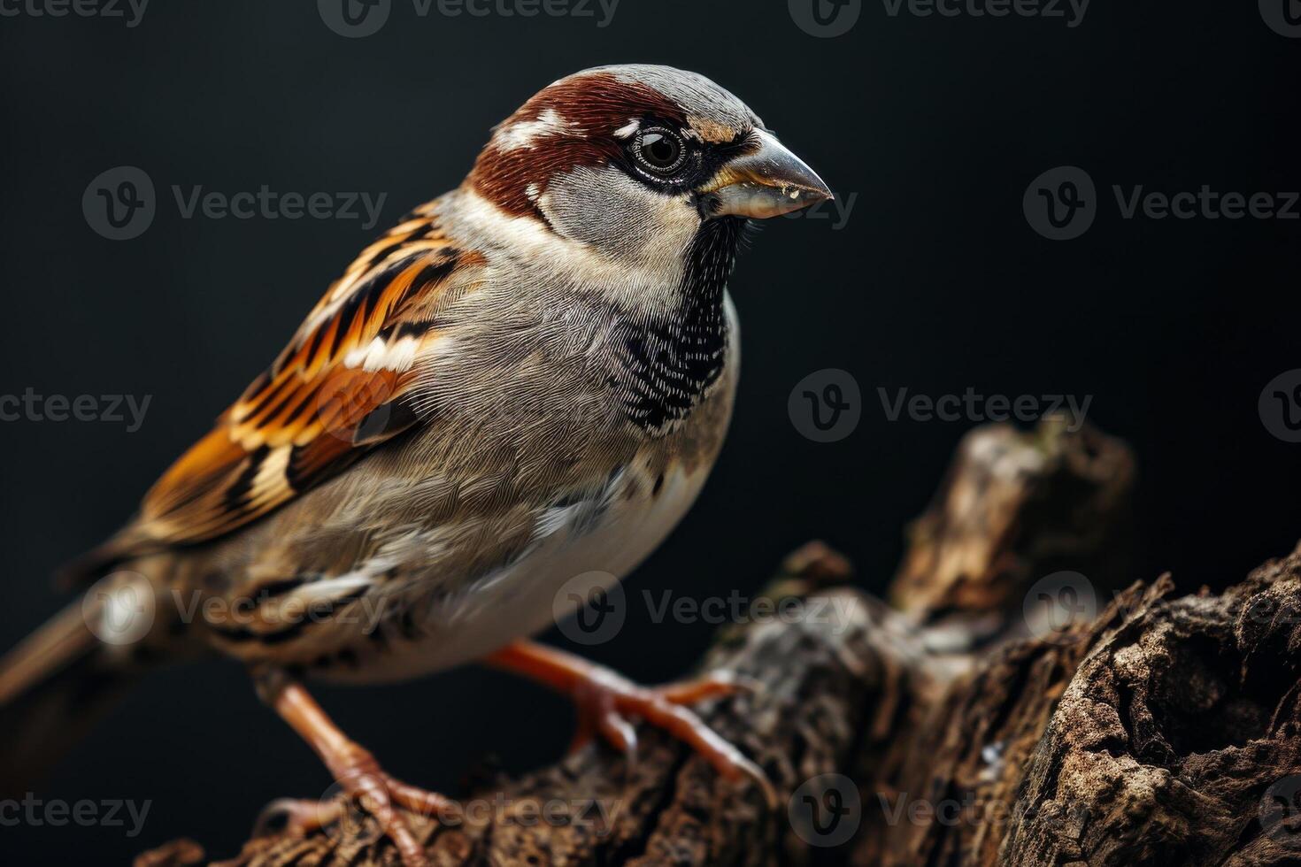 A small bird is perched on a branch photo