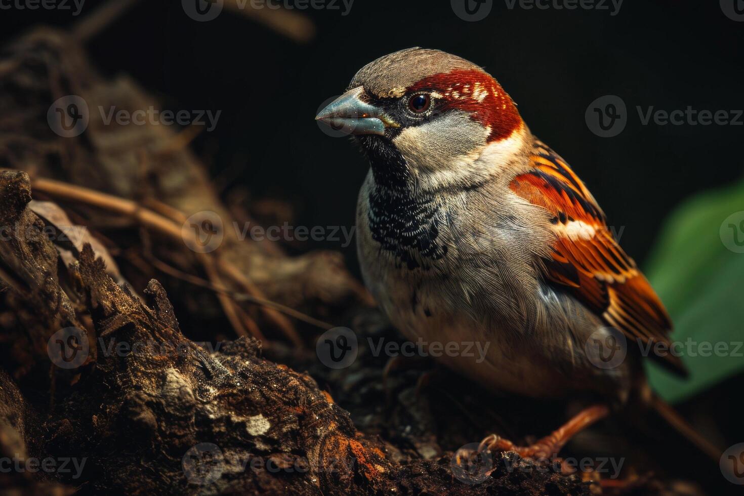 A small bird is sitting on a branch photo
