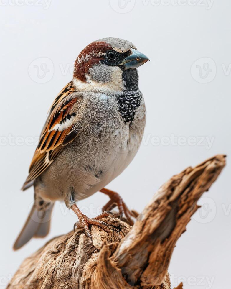 A small bird is perched on a branch photo