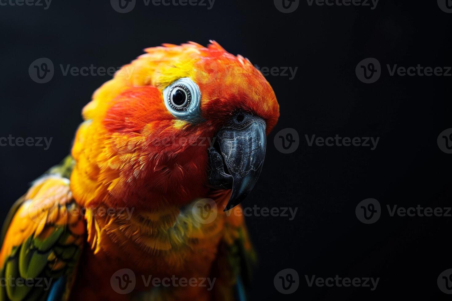 A colorful parrot with a black background photo