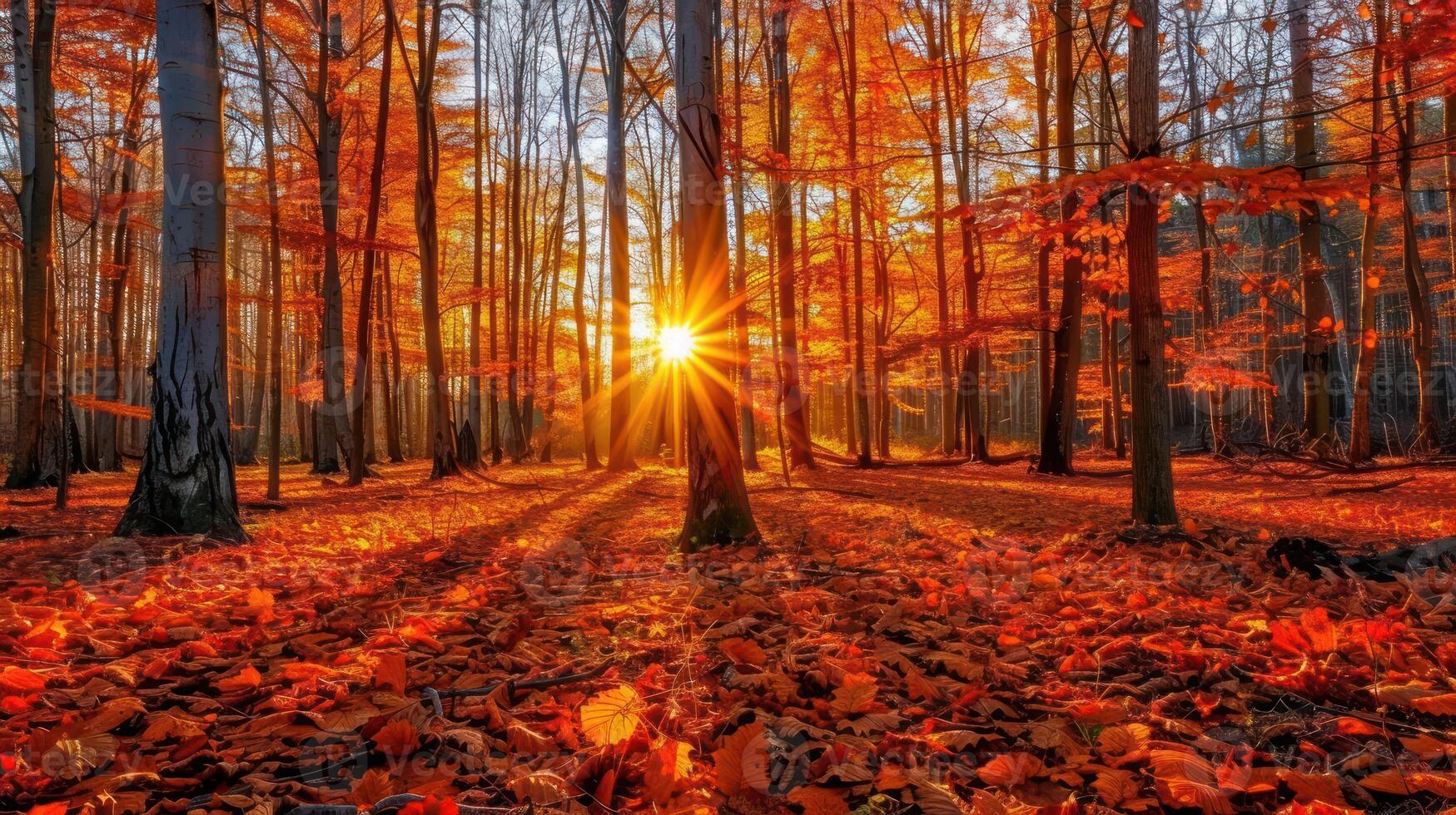 Golden Hour in the Autumn Forest photo