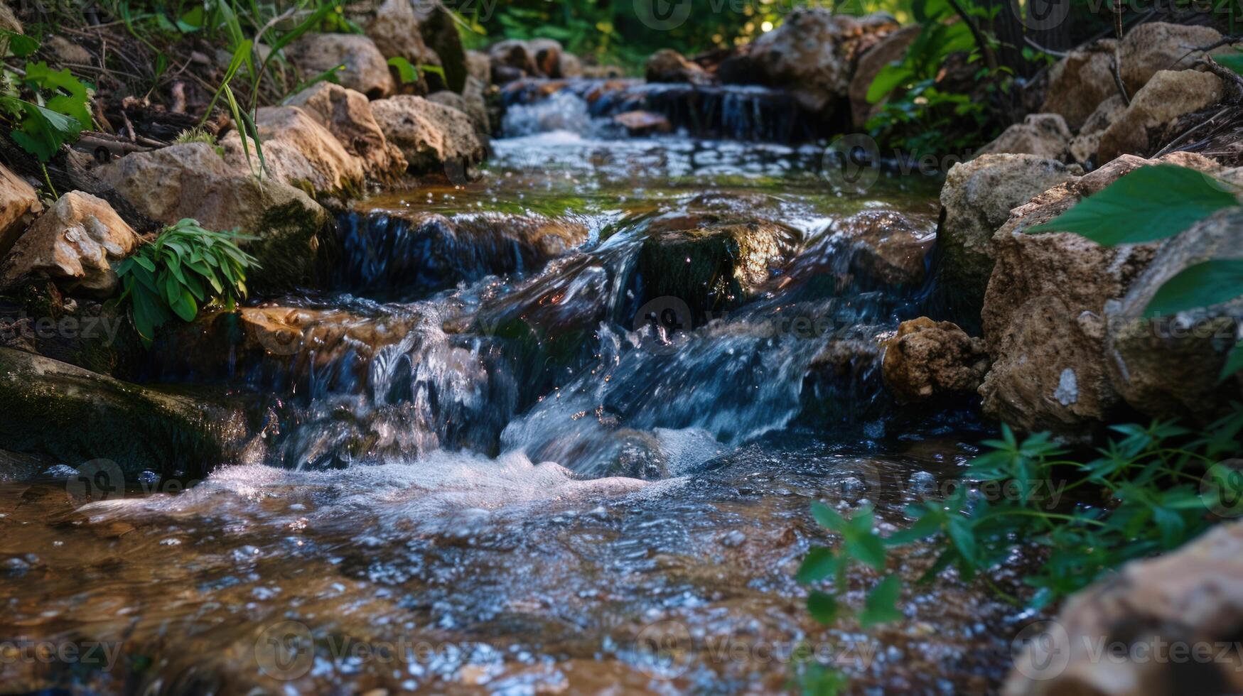 Tranquil Creek Flowing Over Rocks photo