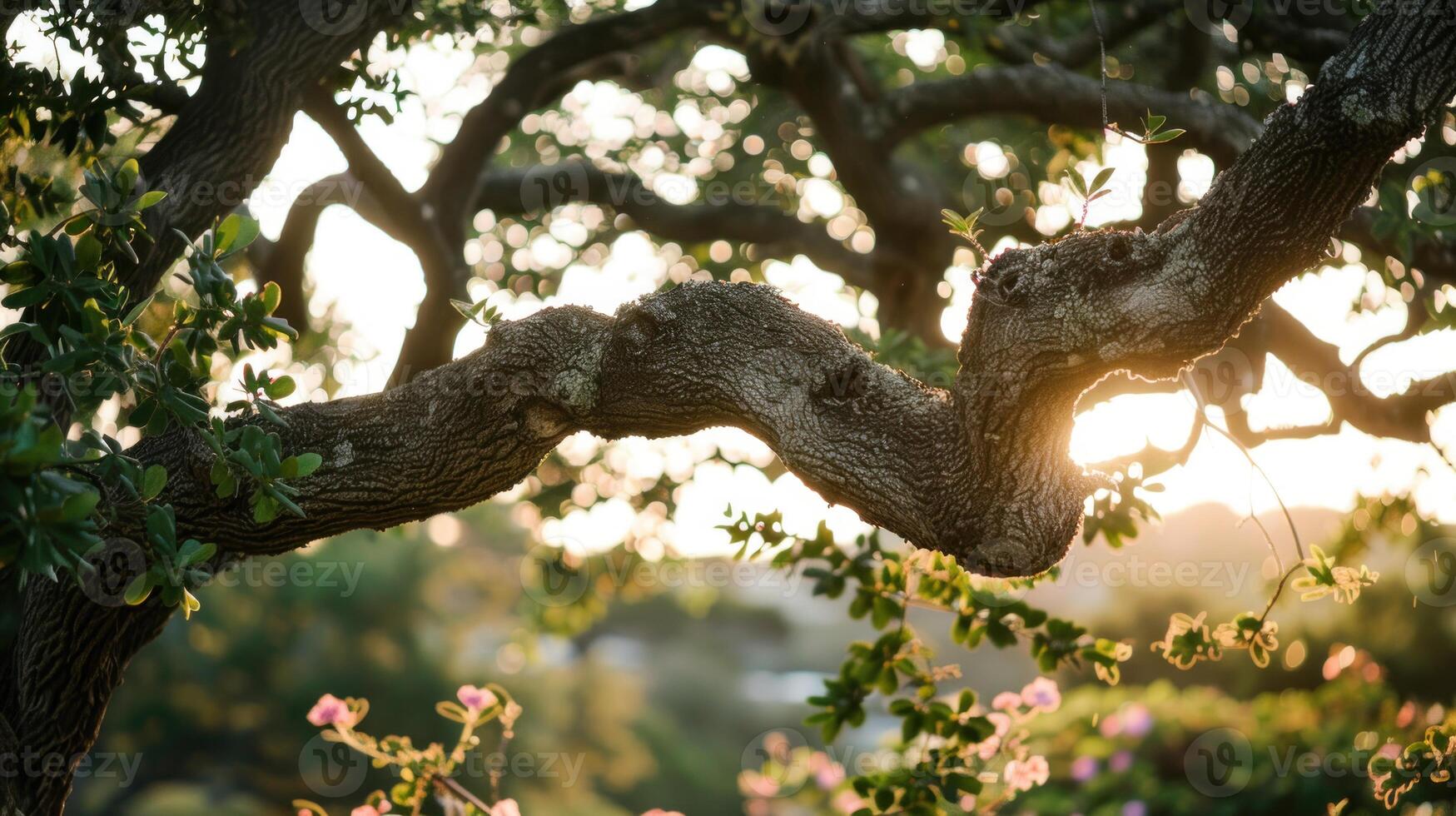Sunlight Filtering Through Twisted Tree Branches photo