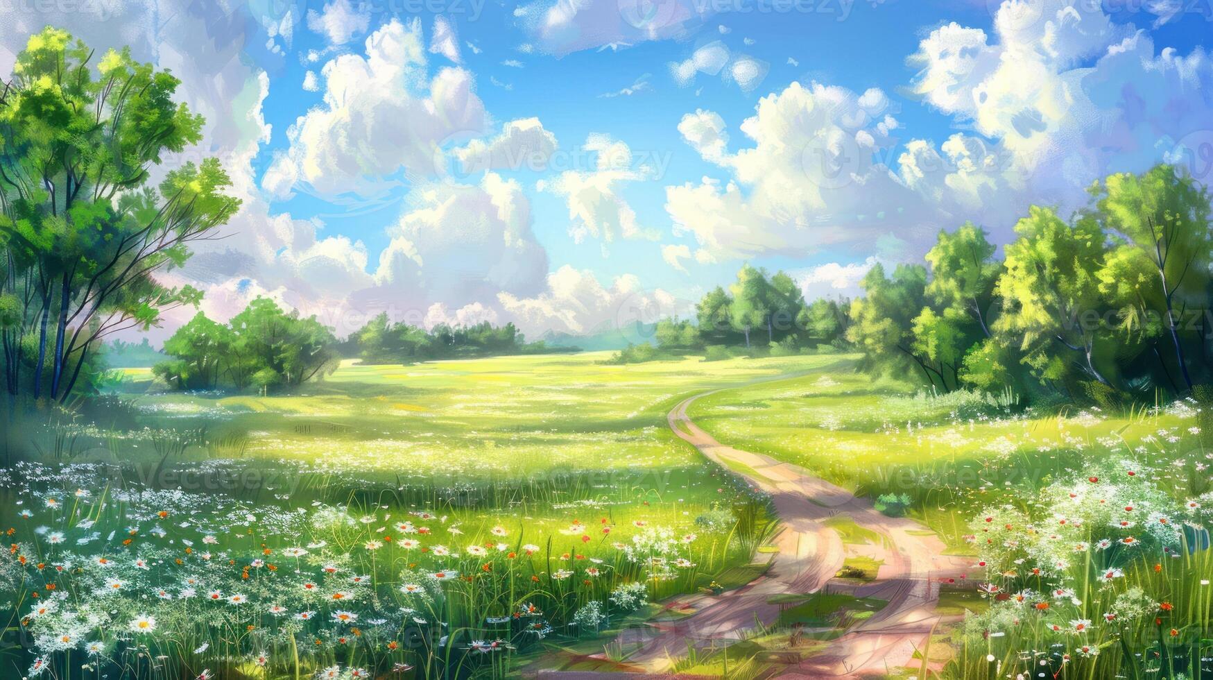 Summer Meadow with a Winding Path photo