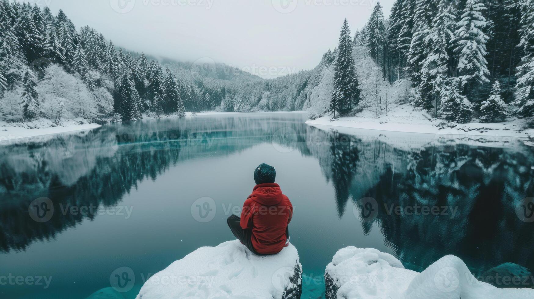 Solitude by the Winter Lake photo