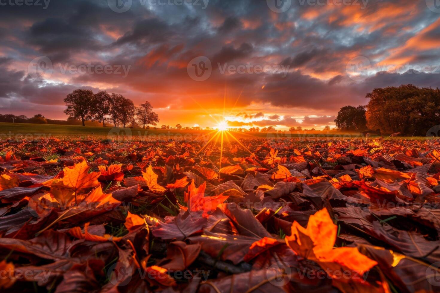 Sunset Radiance Among Autumn Leaves photo