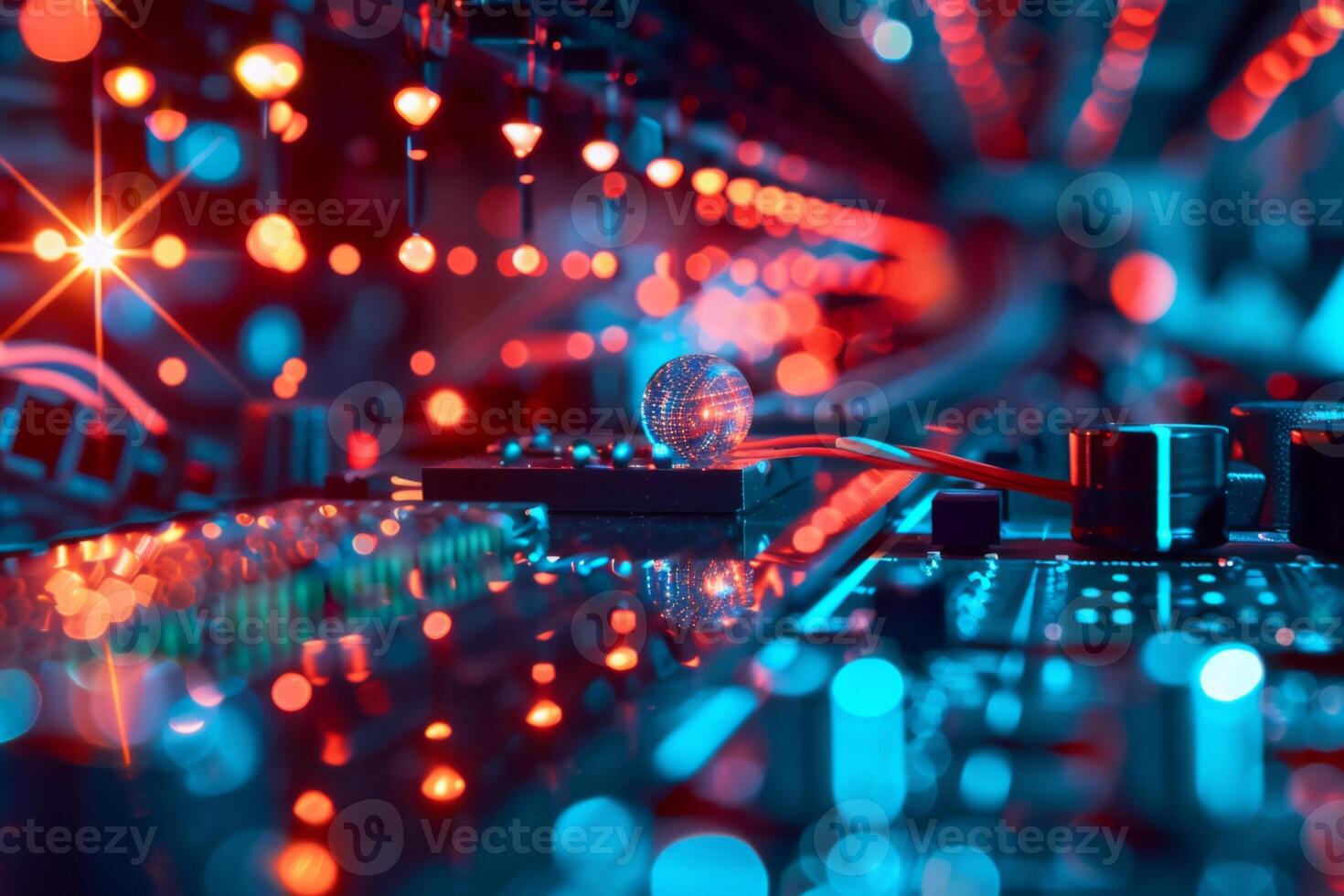 Quantum Computing Hardware with Glowing Circuitry photo