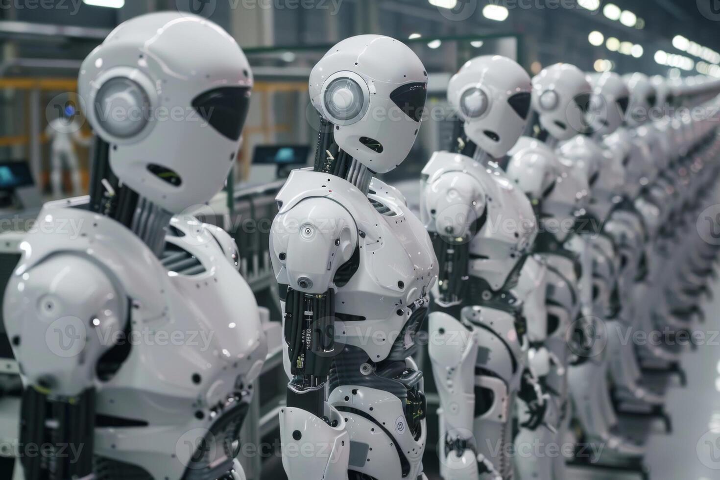 Robots assembling products on factory production line photo