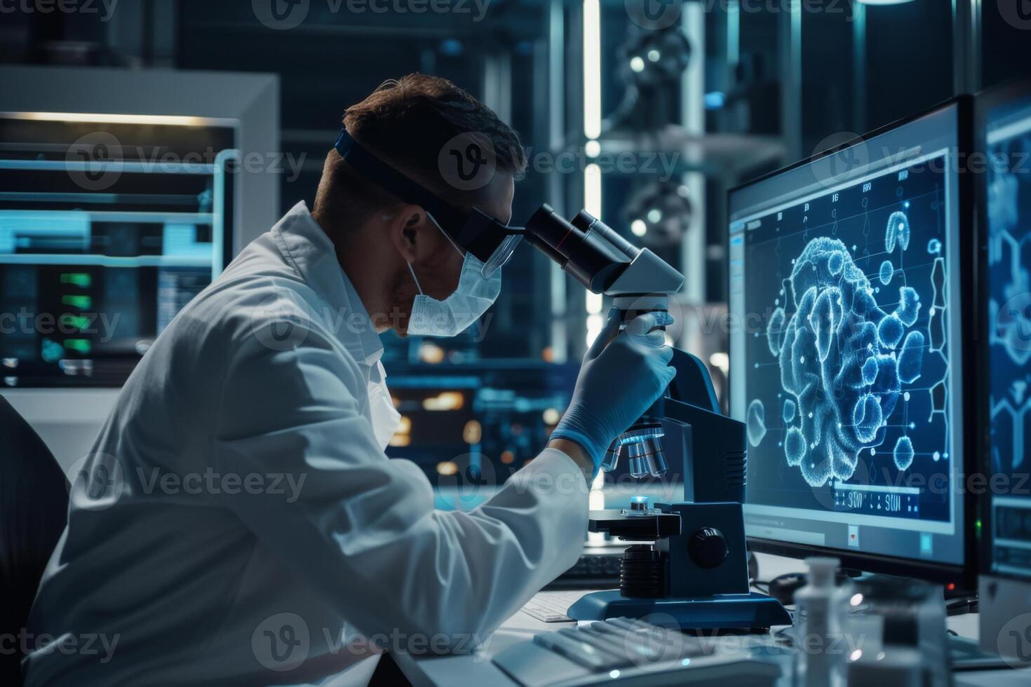 Scientist Analyzing Samples in Advanced Laboratory photo